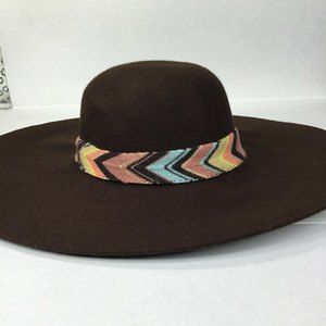 Missoni for Target Women's Floppy Brown 100% Wool Felt Hat Boho Hippy Zig Zag